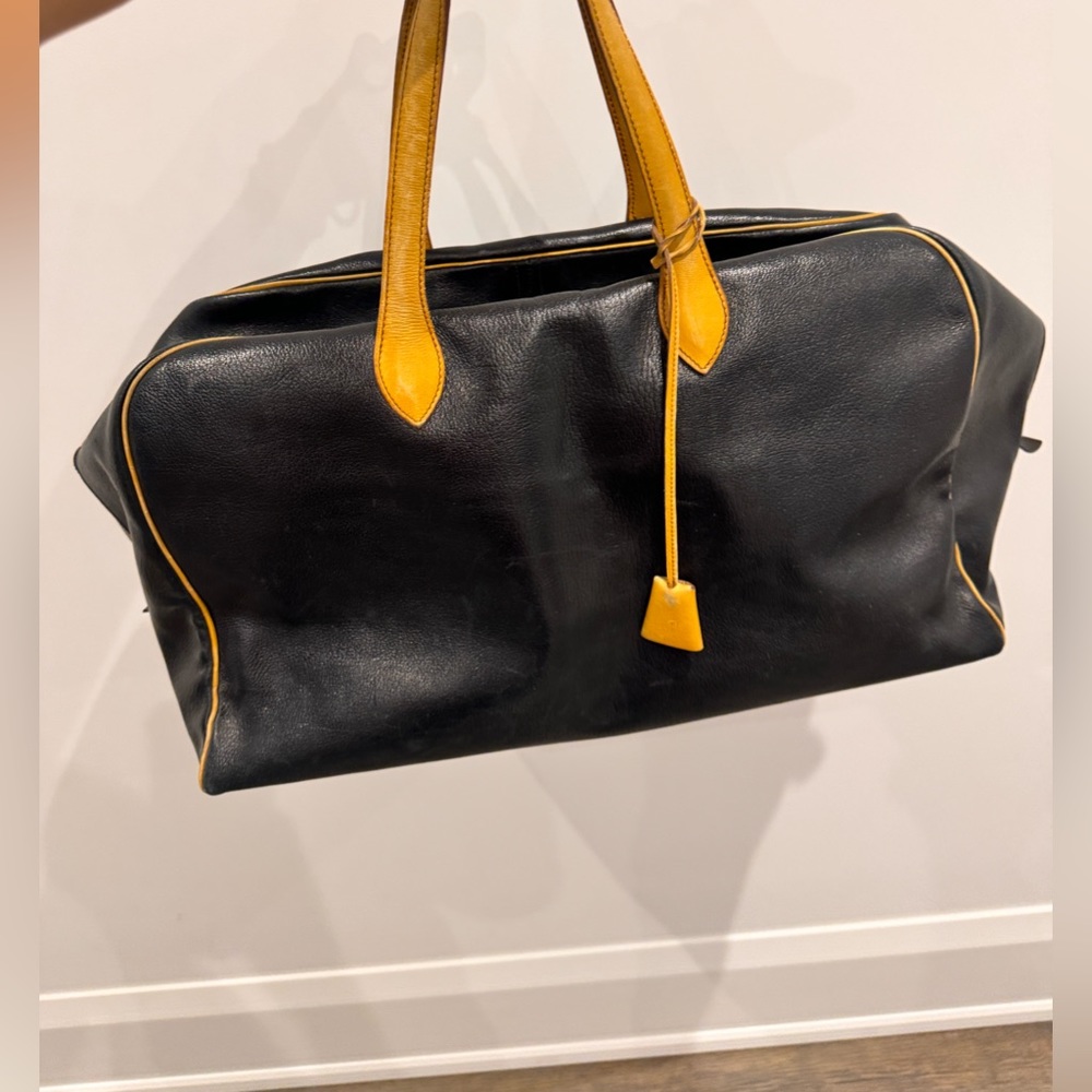 Authentic Vintage HERMES Paris made in France-INDIGO LEATHER TRAV DUFFEL BAG - Picture 7 of 17